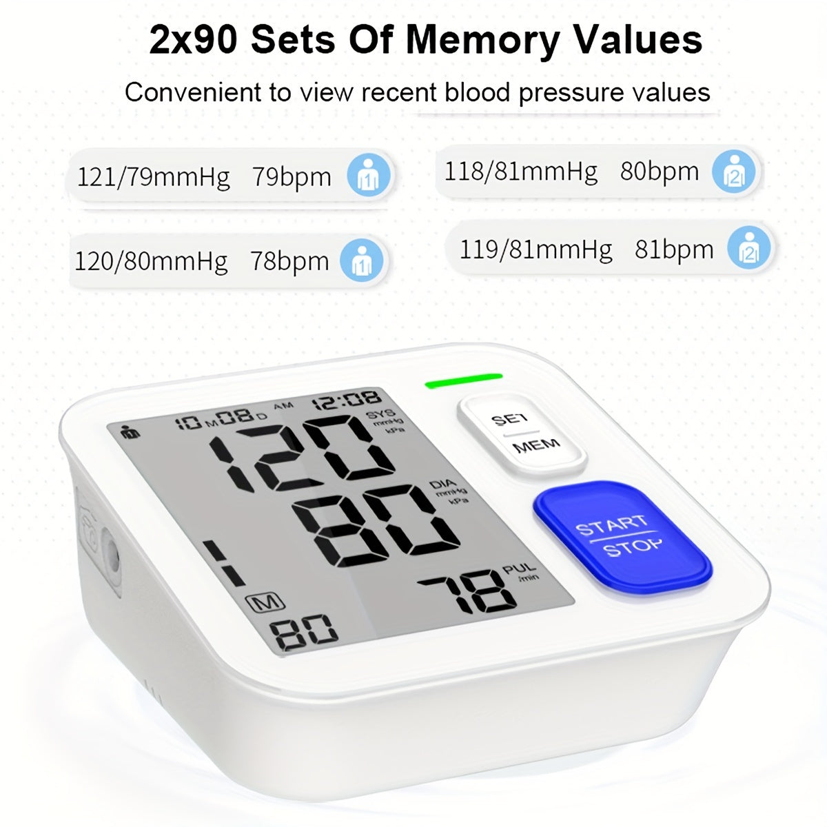 Accurate Blood Pressure Monitors For Home Use - 9-17'' Adjustable Large Cuff, Oversized Operation Button & 3.9'' Backlit LCD, Smart Automatic BP Machine With USB Cable