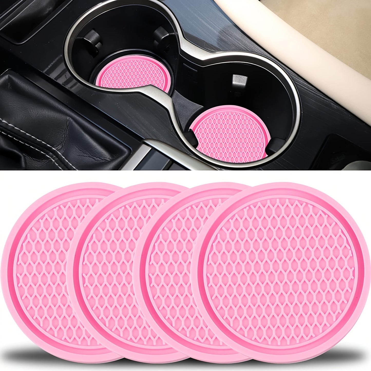 Upgrade Your Car's Interior with These 4Pcs Universal Non-Slip Cup Holders Embedded In Ornaments Coasters!