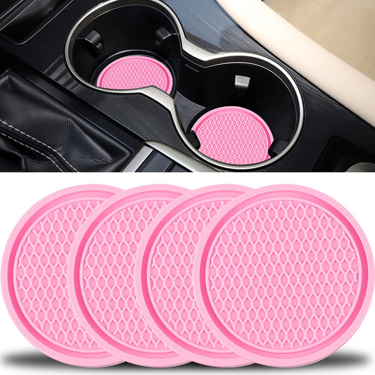 Upgrade Your Car's Interior with These 4Pcs Universal Non-Slip Cup Holders Embedded In Ornaments Coasters!