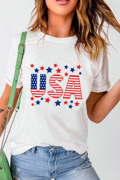 T-shirt graphique à étoiles et rayures des États-Unis