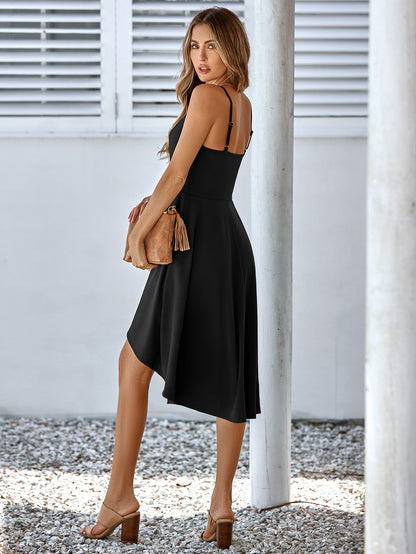 Spaghetti Strap Scoop Neck High-Low Dress