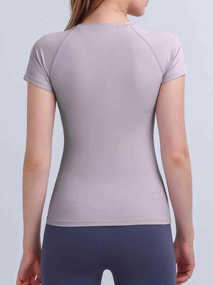 Round Neck Short Sleeve Active Top