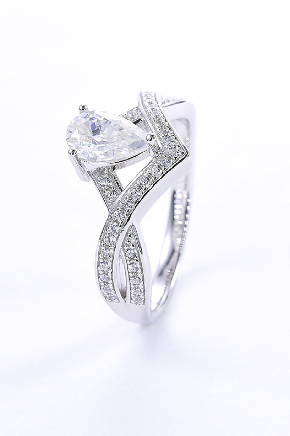 Bague en argent sterling 925 en forme de larme de moissanite de 1 carat