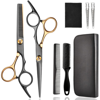 8-Piece Professional Hair Cutting Scissor Kit - Perfect for Barbers & Stylists - Thinning Shears, Hair Scissors, & More!