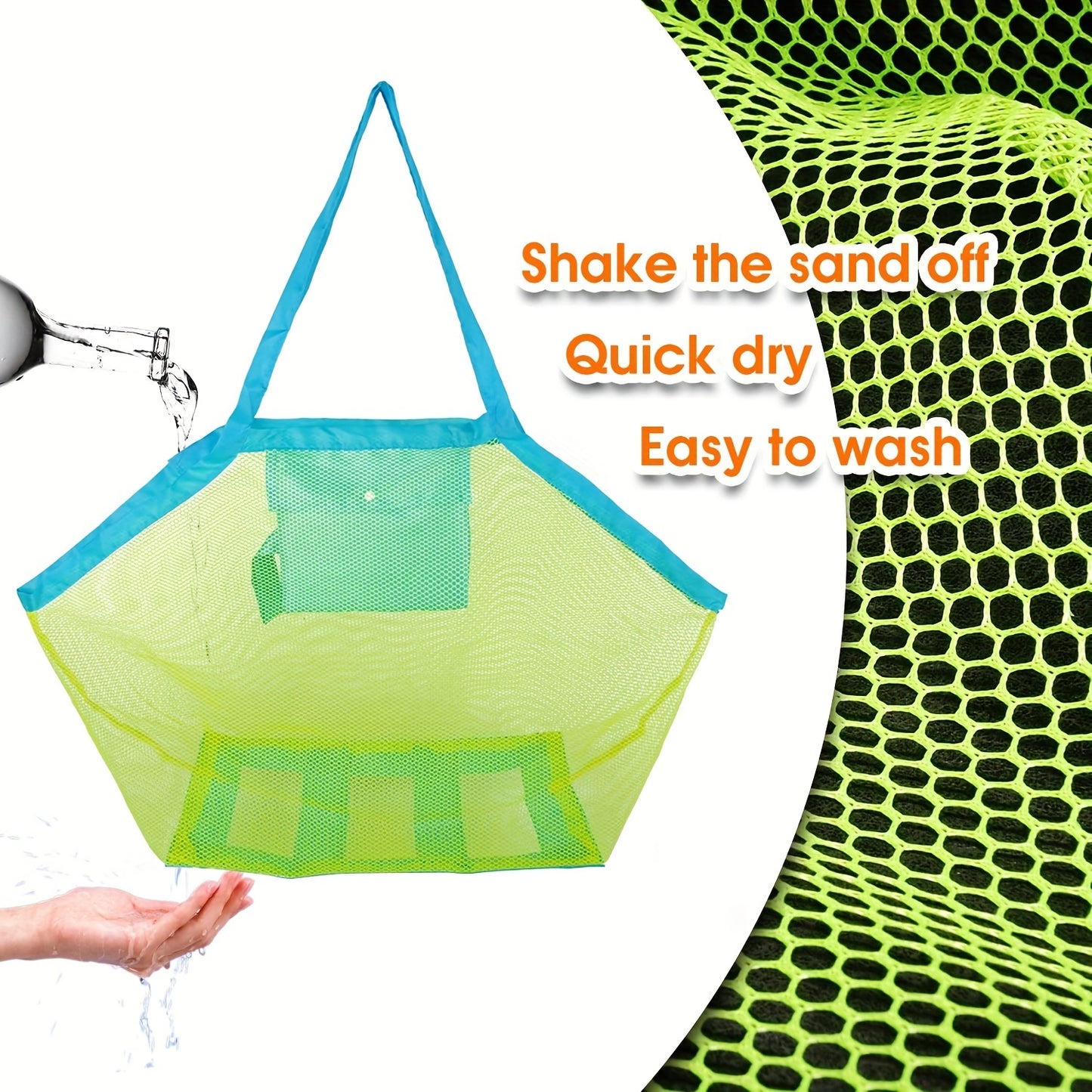 1pc Mesh Beach Bag & Tote: Perfect for Sand Toys & Beach Nets!