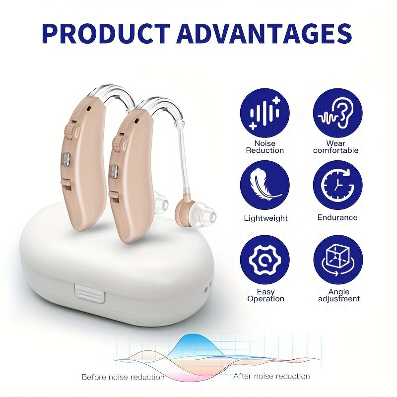 Type-C Rechargeable Hearing Aid with Multimode Comfort, Intelligent Noise Reduction & BTE Style