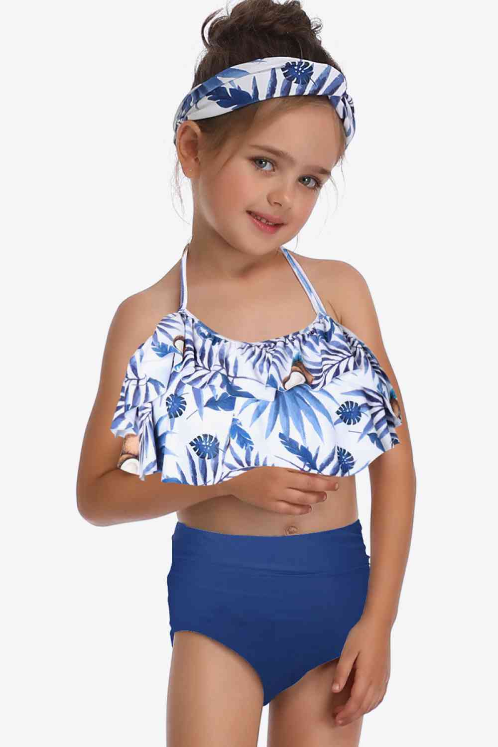 Printed Layered Halter Neck Two-Piece Swim Set