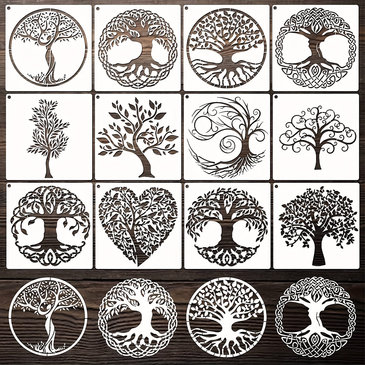 12pcs Tree of Life Stencils - Perfect for DIY Art Crafts, Wood Painting, Canvas Wall Decor & More!