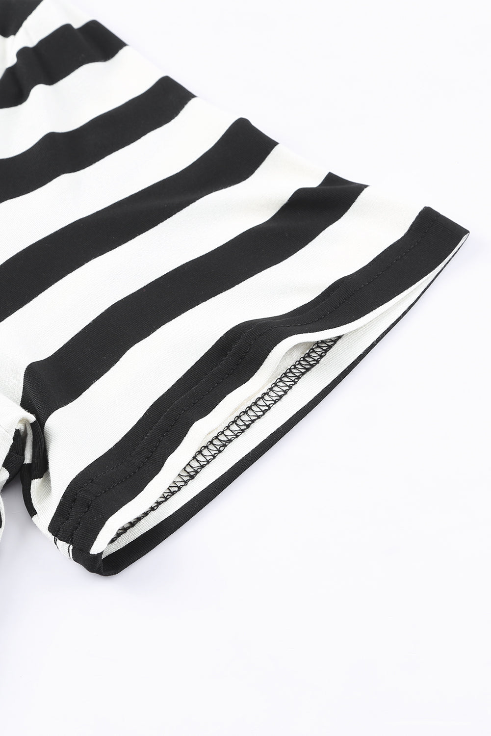 Striped V-Neck Short Sleeve Side Slit Dress