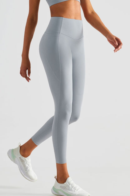 Wide Waistband Sports Leggings with Pockets