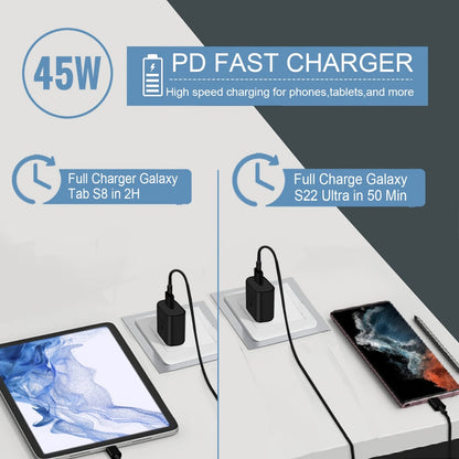 45W Fast Wall Charger Type C, 45W USB-C Super Fast Charger For Samsung Galaxy S22 Ultra/S22+/S22/S21 Ultra/S21 Plus/S21/S20/S20 Ultra/Note 20/S10, 45 Watt PPS Android Phone Charge,With 1.5m/4.9ft Data Cable