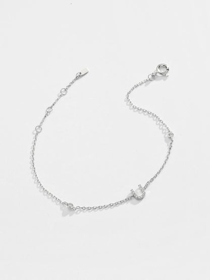 Bracelet en argent sterling 925 avec zircons Q To U