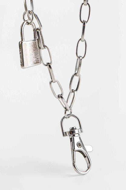 Double Layered Iron Chain Belt with Lock Charm