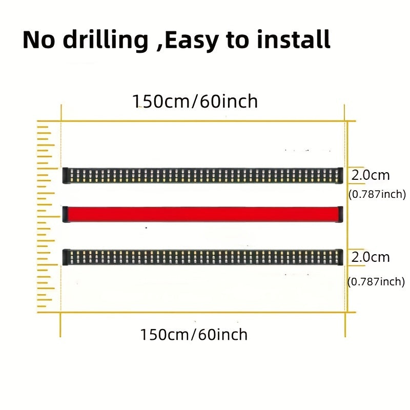 1pcs 60 Inch Truck Tail Door Light Strip, Three Row Car LED Light Strip, 5 Functions, No Drilling Installation