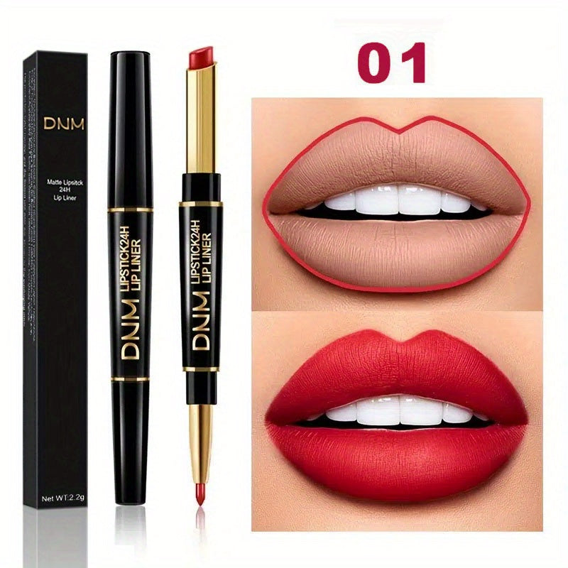 24 All Day 3 Pcs Lip Liner And Lipstick Set, Matte Lipstick With Lip Liner 2 In 1, Dark Red Lipstick Matte Kit With Lip Liner, Valentine's Day Gifts For Women