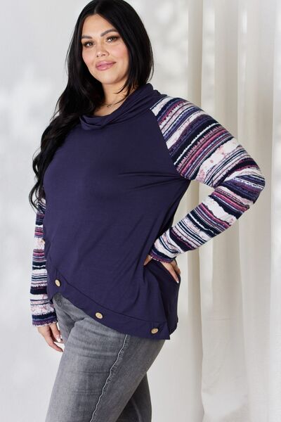 Celeste Full Size Buttoned Striped Long Sleeve Top