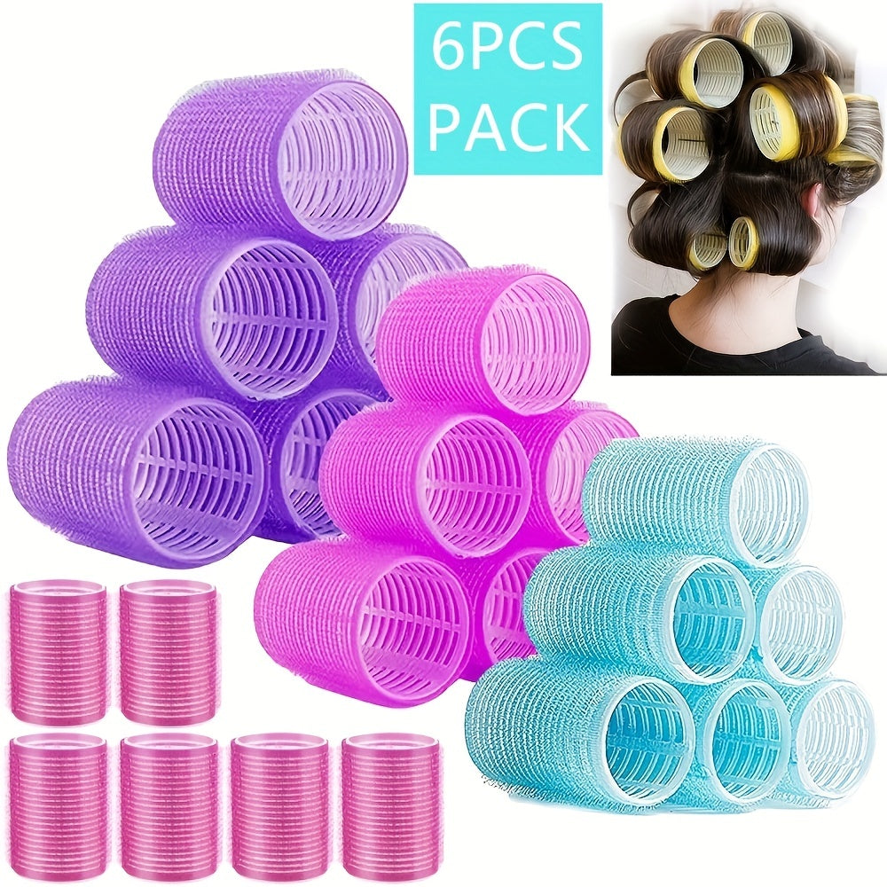 6 pcs Heatless Hair Curlers Set - Self-Grip Hair Rollers for Long, Medium, and Short Hair - Salon-Quality DIY Hair Rollers for Stylish Curls and Waves