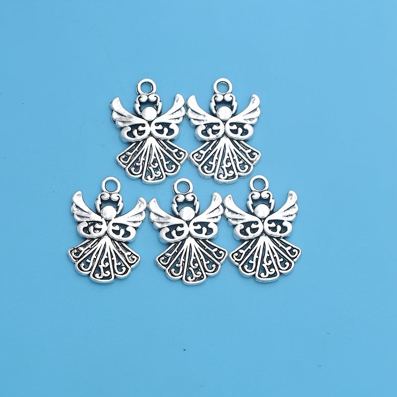 20Pcs Silver Plated Angel Fairy Charms Pendants For Bracelet Jewelry Making DIY Handmade Craft 21x14mm