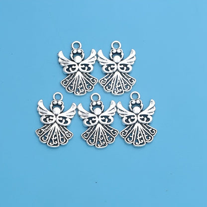 20Pcs Silver Plated Angel Fairy Charms Pendants For Bracelet Jewelry Making DIY Handmade Craft 21x14mm