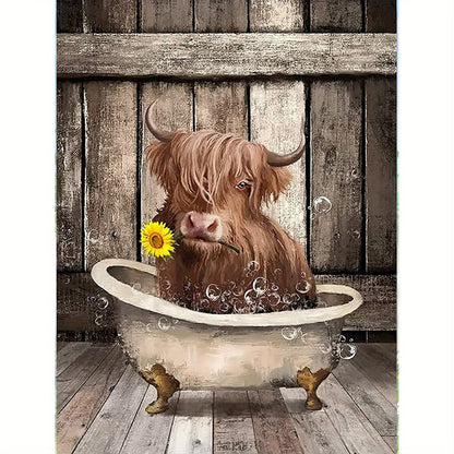 1pc Cute Cow Bubble Bath Diamond Painting Kit, 7.8*11.8in Adult Beginner DIY Painting, DIY Full Rhinestone Painting Picture Art Crafts, Used For Home Wall Art Decoration For Parents And Kids Family Time (Cow/Animal)