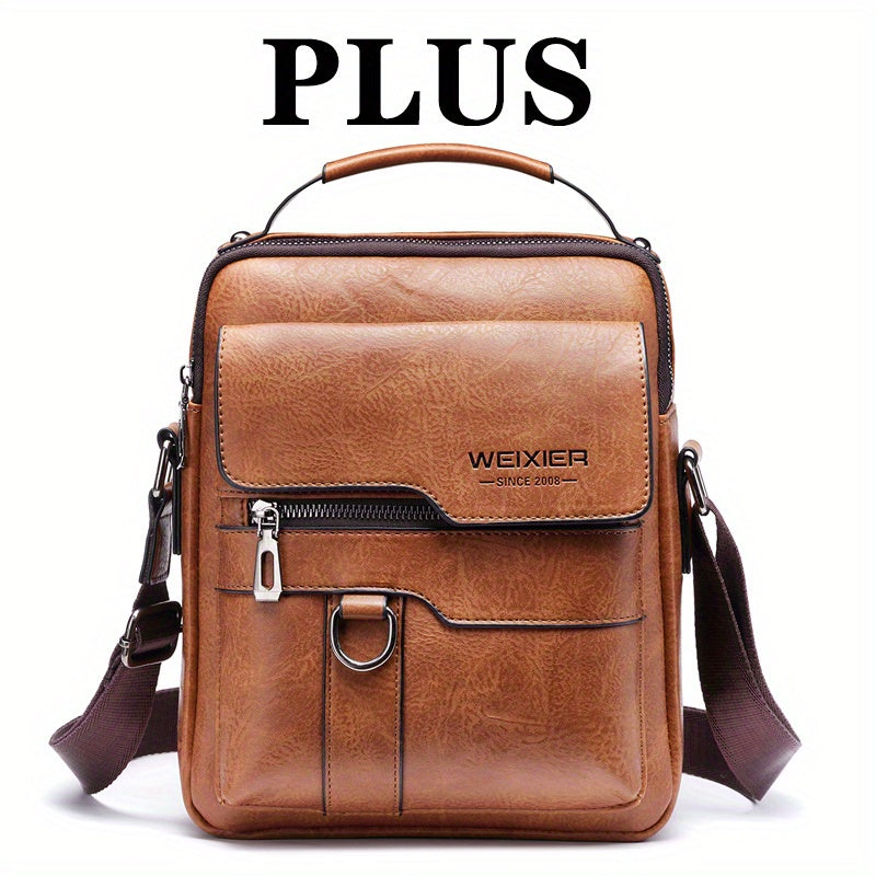 WEIXIER Crossbody Bag Men's Shoulder Bag Vintage Leather Vertical Hand Business Men's Casual Leather Bag Satchel Bag For Men Gift For Father /Anniversary