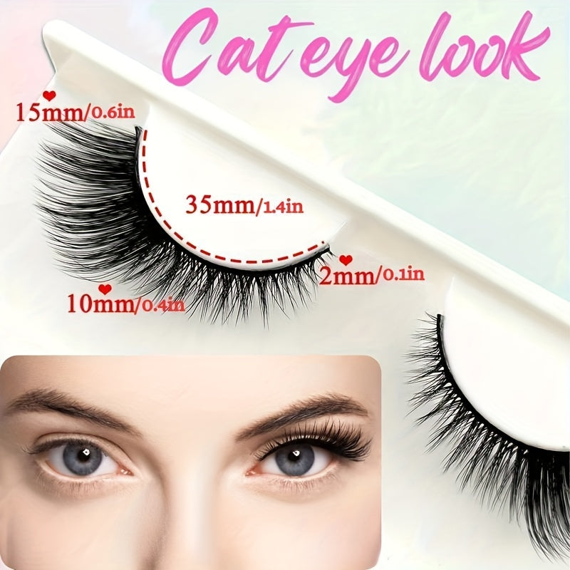 5 Pairs of Fluffy Cat Eye False Eyelashes - Perfect for Party, Dating & Stage Makeup!