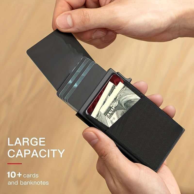 Porte-cartes de crédit automatique Pop-Up, portefeuille minimaliste avec blocage RFID pour cartes de visite pour hommes 