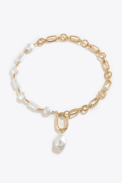 Freshwater Pearl Pendant Chunky Chain Necklace