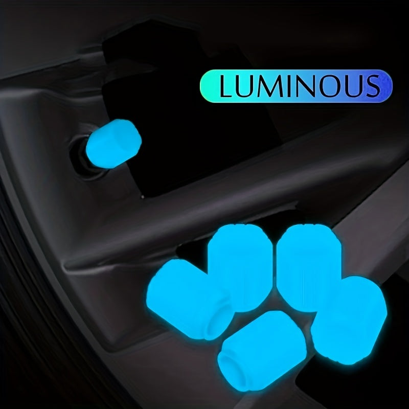 Upgrade Your Vehicle with These 4pcs Colorful Glowing Tire Valve Caps!