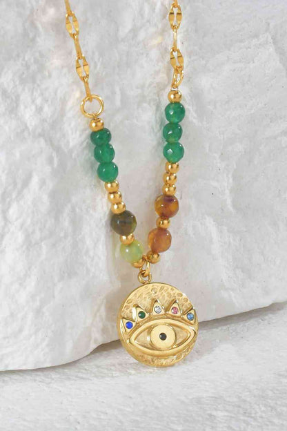 Collier pendentif plaqué or 18 carats Evil Eye Design