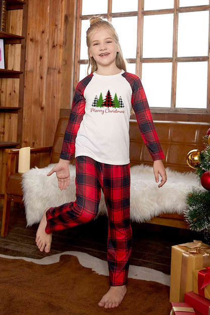 MERRY CHRISTMAS Graphic Top and Plaid Pants Set