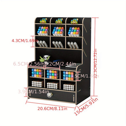 1 porte-crayon en bois : assemblage manuel de bricolage pour fournitures scolaires, de bureau, de maison et d'art - Organisateur de papeterie de bureau pour accessoires de bureau 