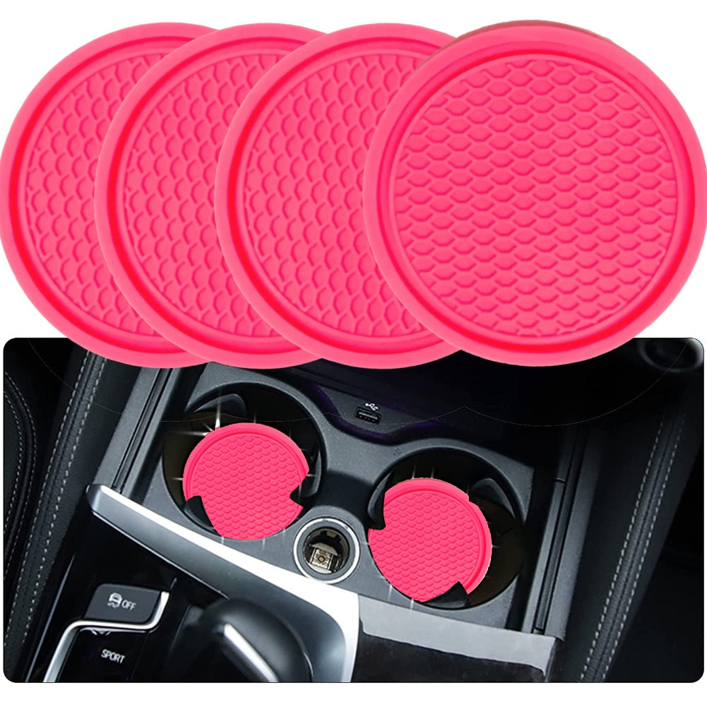 4pcs ZukMi Car Cup Coasters: Anti-Slip Silicone Cup Holders for Universal Vehicle Interior Accessories