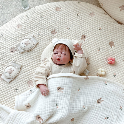 Adorable Rabbit Embroidered Baby Cushion Bedspread Blanket - Perfect for Your Little One!