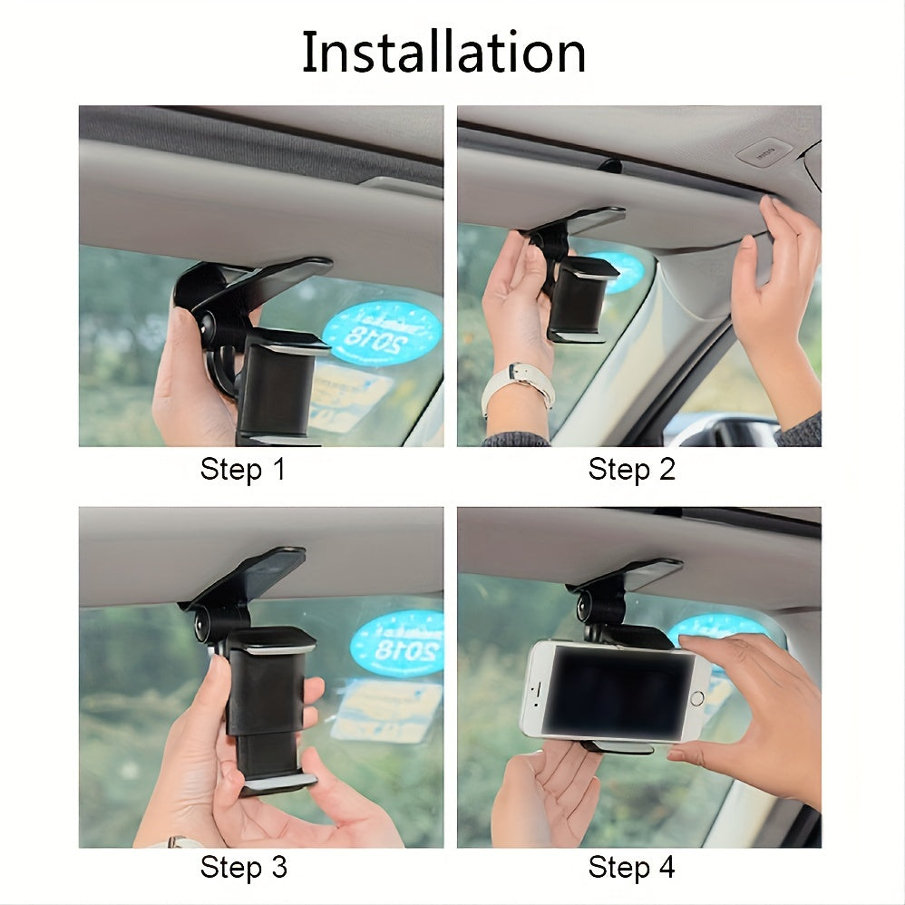 Upgrade Your Car Rides with a Universal 360 Rotating Sun Visor Phone Mount - Compatible with All Smartphones!