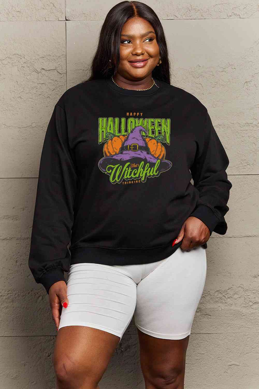 Simply Love Full Size Witch Hat Graphic Sweatshirt