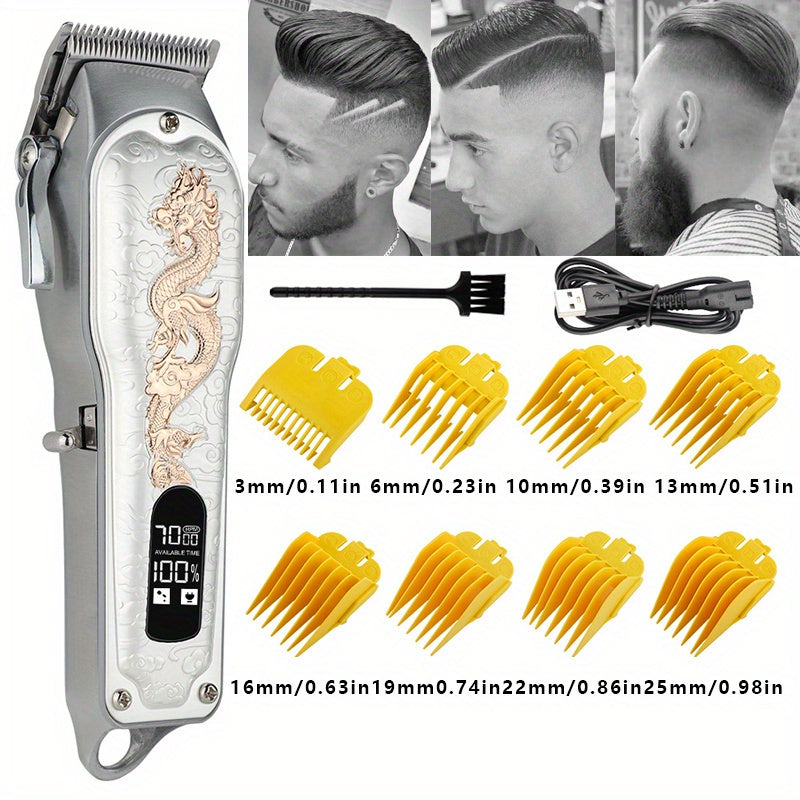 Upgrade Your Hair Styling Game with Professional Dragon Pattern Electric Hair Clipper - USB Charging & Home Hair Cutting