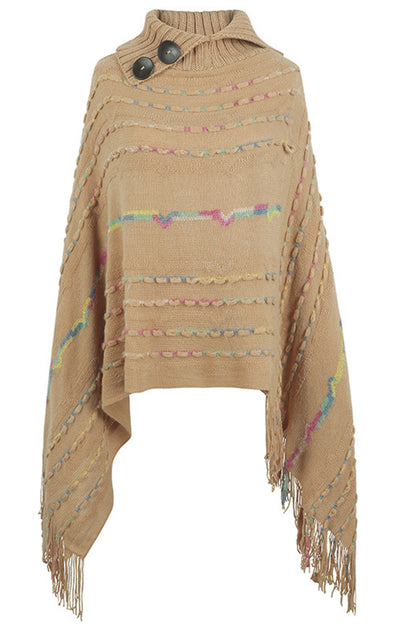 Cloak Sleeve Fringe Detail Poncho