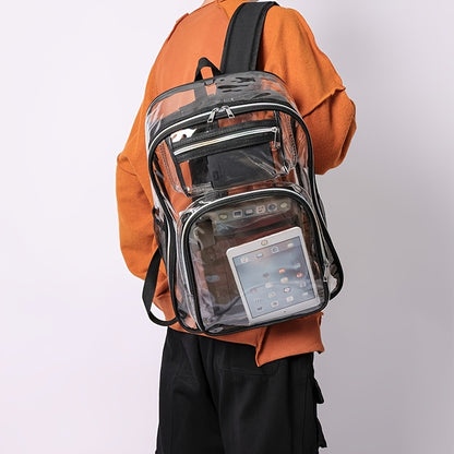 1pc Heavy Duty Clear Backpack: Perfect for School, Work, Stadiums, and Travel!