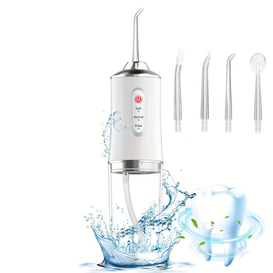 4 In 1 Water Flosser For Teeth, Cordless Water Flossers Oral Irrigator With DIY Mode 4 Jet Tips, Tooth Flosser, Portable And Rechargeable For Home Travel, For Men And Women Daily Teeth Care, Ideal For Gift, Father Day Gift