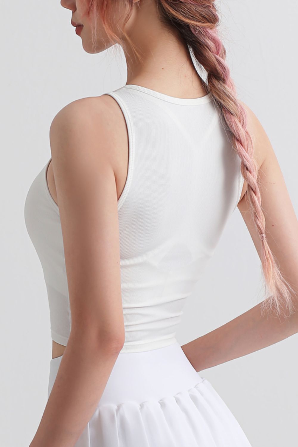 Notched Neck Cropped Sports Tank