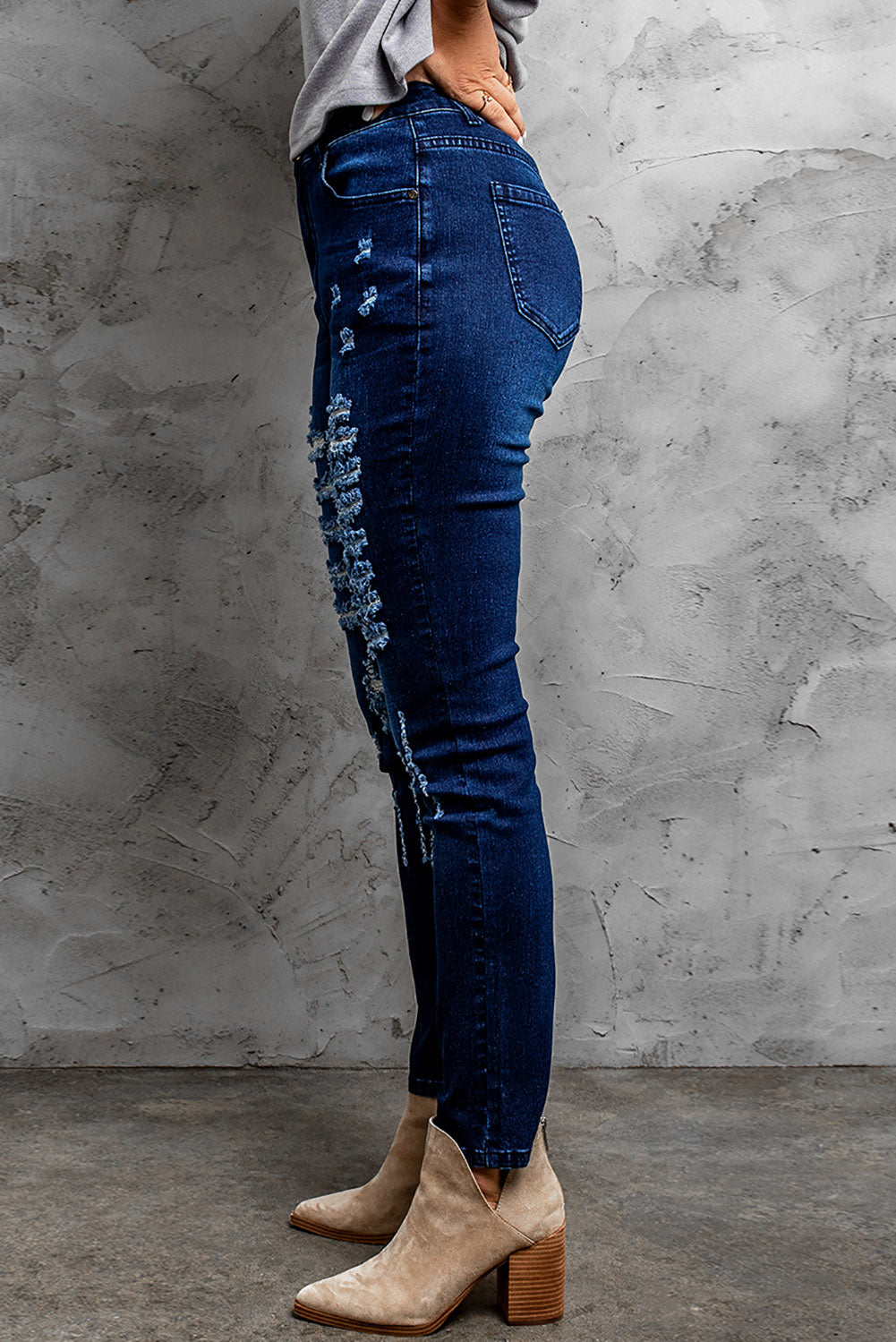 Mid-Rise Waist Distressed Skinny Jeans