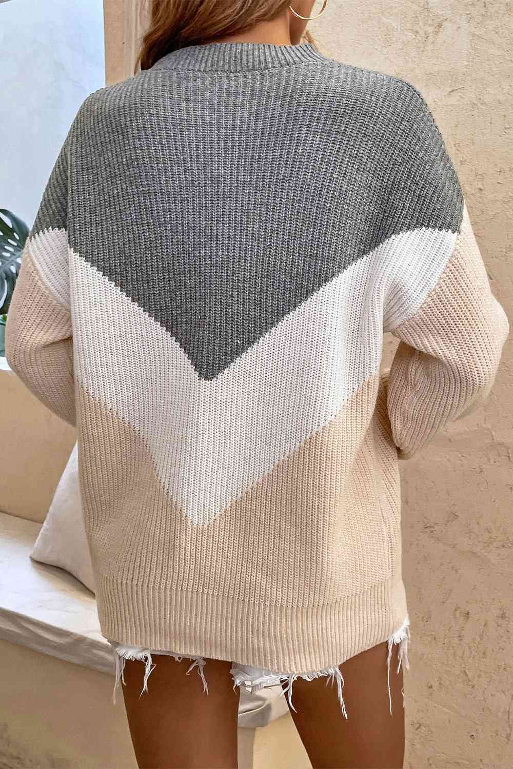 Round Neck Dropped Shoulder Sweater