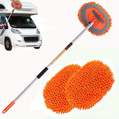 62" Microfiber Car Wash Brush Mop Kit, Mitt Sponge With Long Aluminum Alloy Handle Car Cleaning Supplies Kit Duster Car Washing Tools Accessories