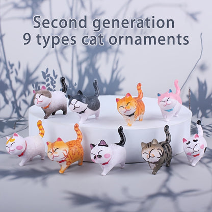 9pcs Adorable Cat Car Decoration Dolls - Perfect Automotive Center Console Toy & Gift Idea!