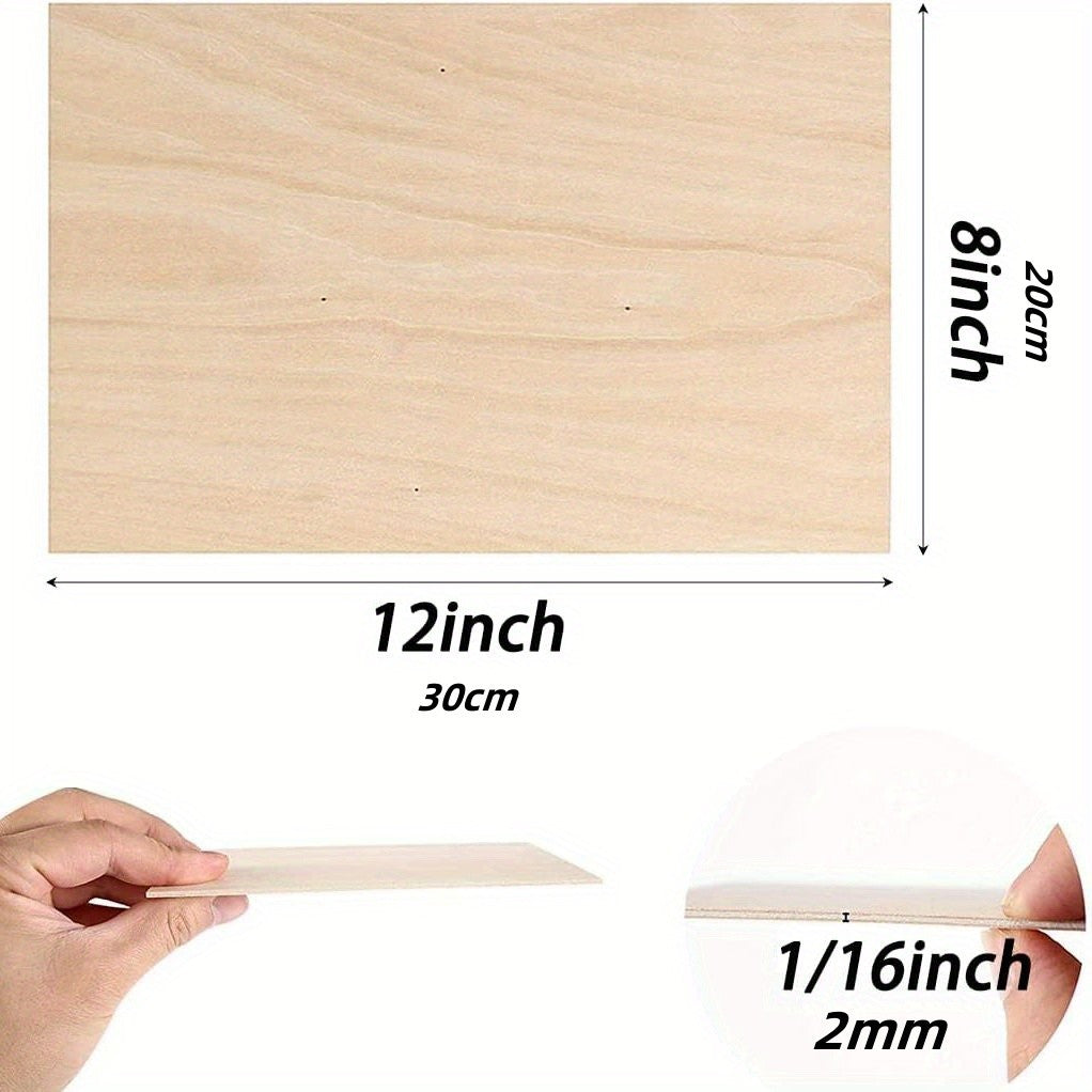 8pcs Unfinished Wood Sheets - Perfect for DIY Crafts, School Projects, House Aircraft Ship Boat Ornaments - 30x20x0.2cm