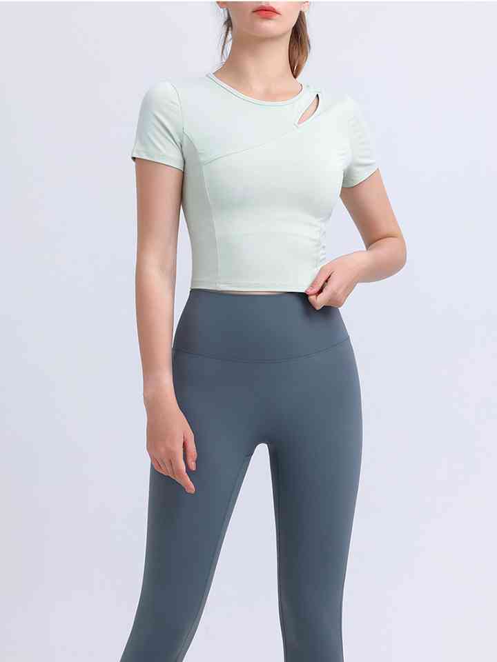 Round Neck Short Sleeve Active Top