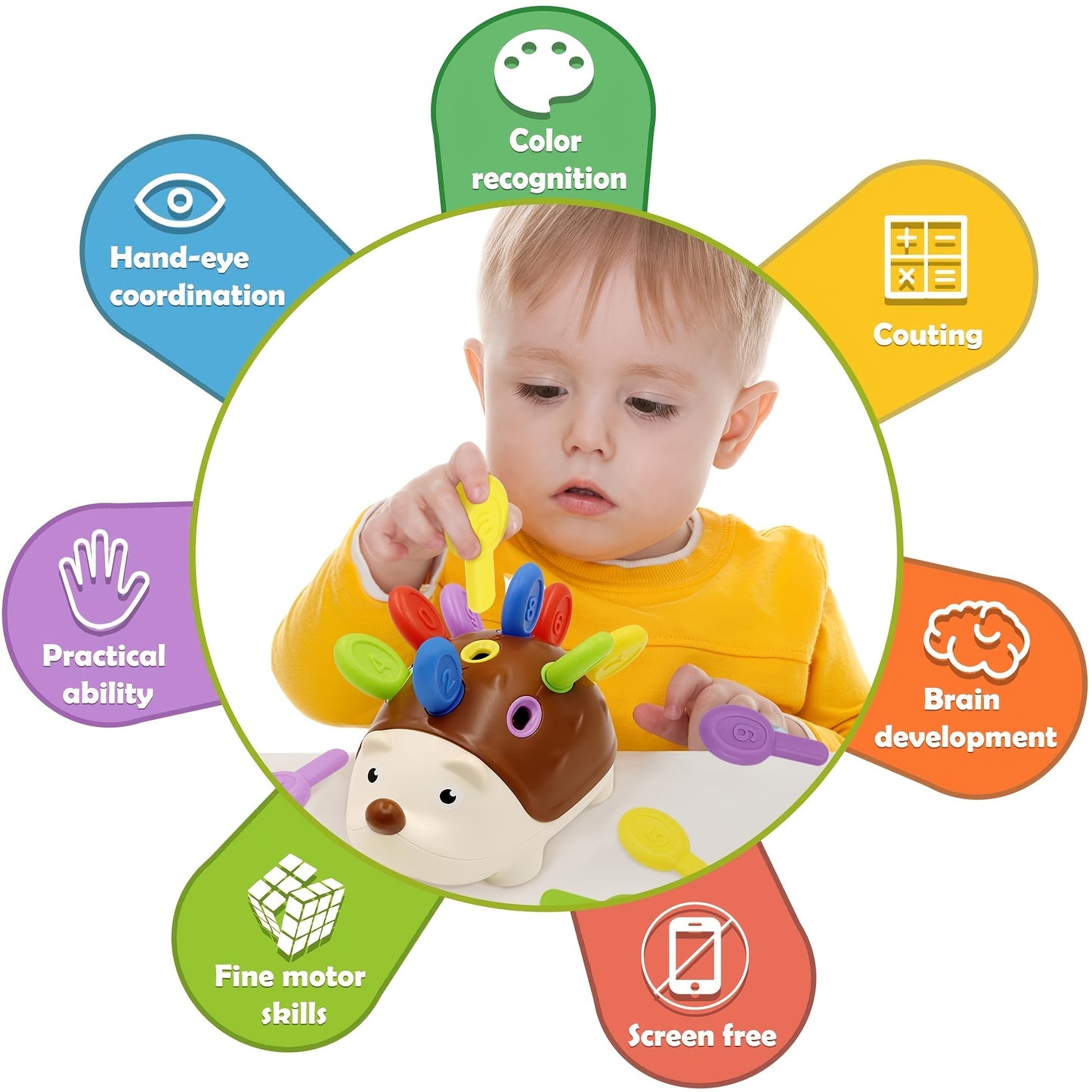 Splicing Little Hedgehog Fine Motor Training Toy for Early Education - Develops Hand-Eye Coordination in 1-3 Year Olds