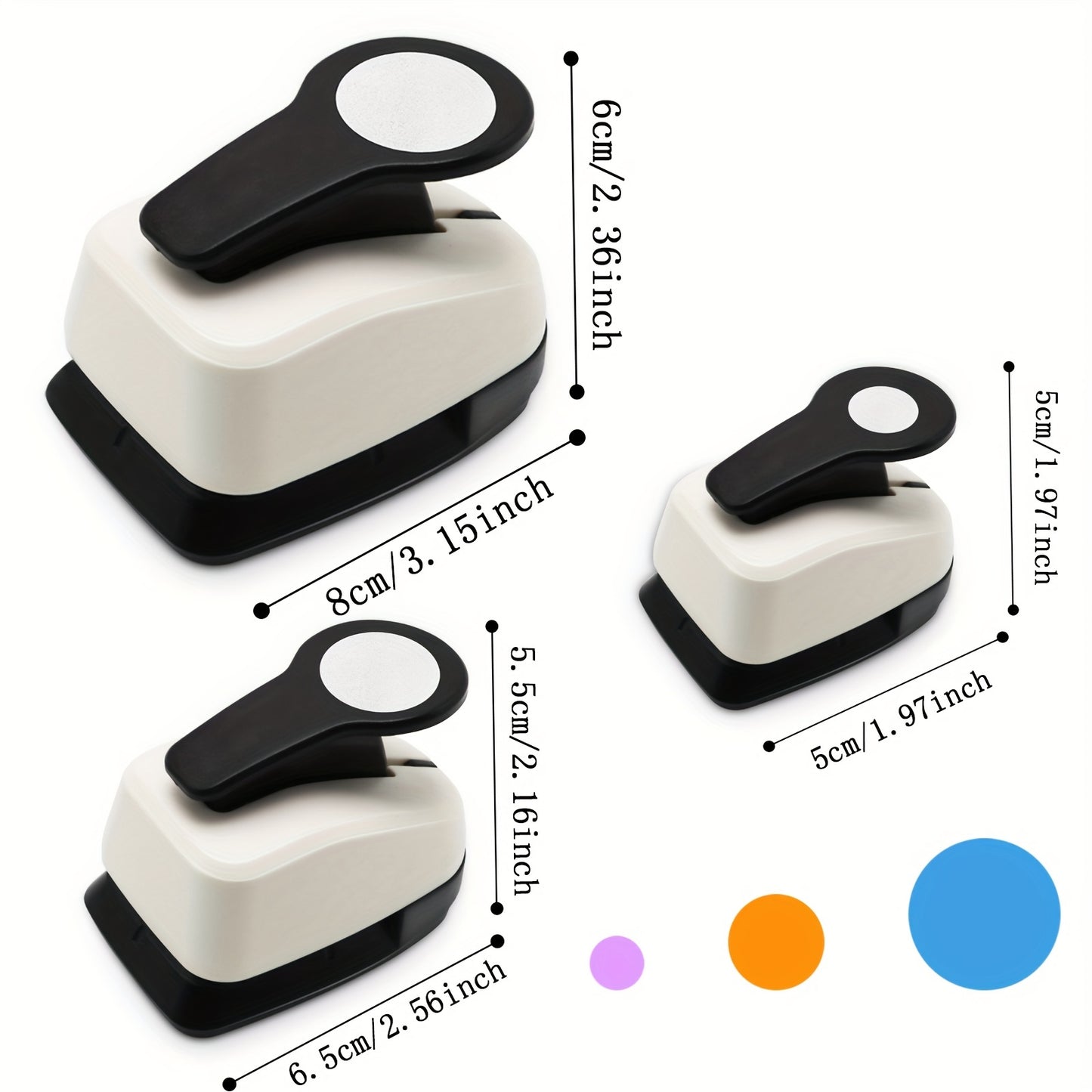 3pcs Circle Punch Set Hole Puncher, Hole Punch, Circle Punch, Paper Punches For Crafting, Circle Hole Punch, 1 Inch Hole Punch, 1 Inch Circle Punch, Large Hole Punch, Single Hole Puncher