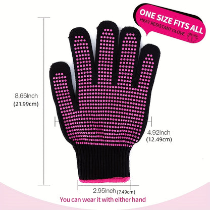 2pc Set Professional Heat-Resistant Gloves with Silicone Collision - Perfect for Hair Styling, Curling Iron, and Direct Heating Air Brush - Universal Size